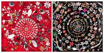 Artwork by Liu Shih-Tung, Two Works: Wind Pass Across the Mountain; A Net, Made of Paper, collage, and acrylic on canvas