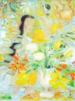 Lady with Flowers by Lê Ph?