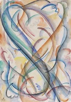 Ohne Titel (Geschwungene ungegenständliche Komposition) - Thomas Ring