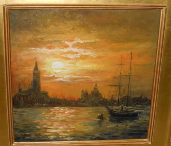 Artwork by Irek Szelag, Sunset in Venice, Made of oil on canvas