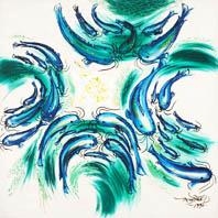 Artwork by Herry Mudjiono, Ikan Lele (Catefish), Made of acrylics on canvas