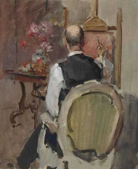 Marius Bauer in the studio of Isaac Israels by Isaac Israëls, 1919