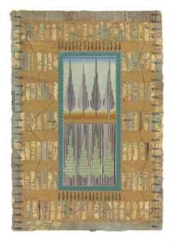 Artwork by Talha Rathore, A New Degree of Separation/Togetherness, Made of gouache, collage, block print and thread on wasli