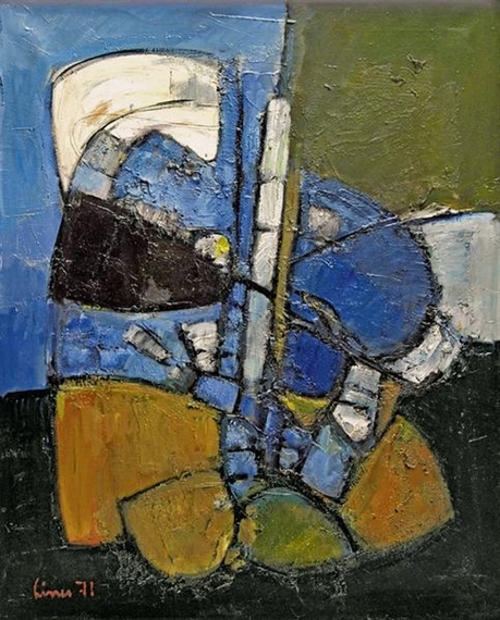 Composition blue/ocher by Carl Walter Liner, 1971