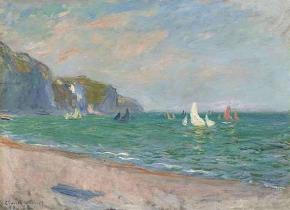 Bateaux devant les falaises de Pourville by Claude Monet, 1882