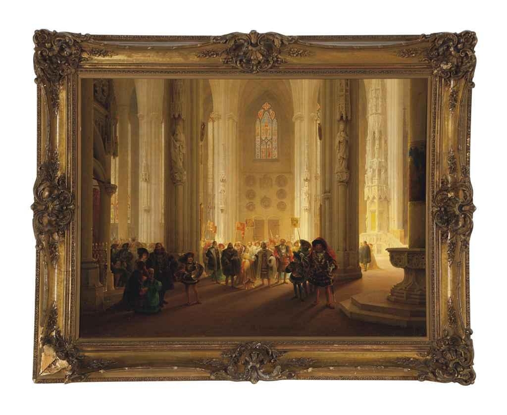 Artwork by Max Emanuel Ainmiller, The Coronation of Henry VIII, Made of oil on canvas