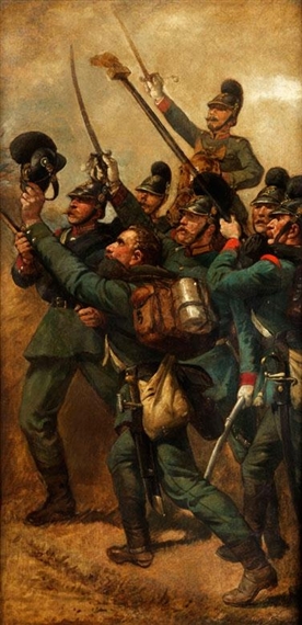 BAYERISCHE INFANTERISTEN BEIM SIEGESJUBEL by Louis Braun
