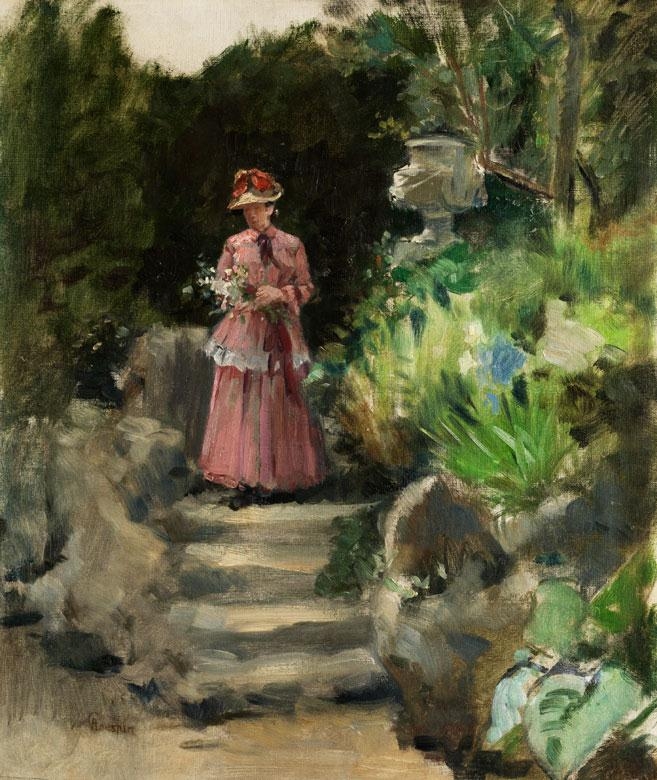 Artwork by Adolphe Crespin, DAME IM PARK, Made of Oil on canvas