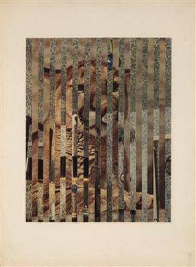 Artwork by Jiří Kolář, Lioness, Made of collage on board