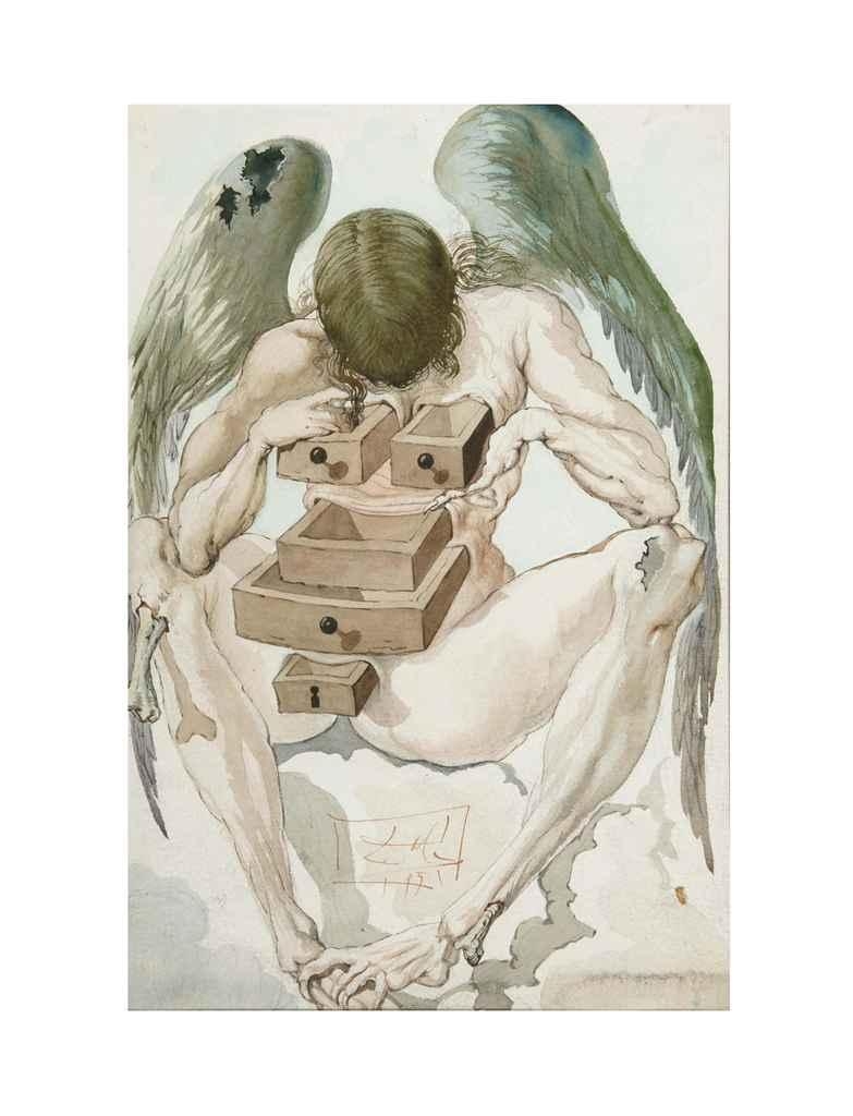 L'ange déchu, illustration pour 'La Divine Comédie' de Dante by Salvador Dalí, 1951