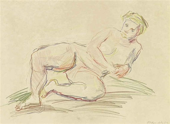Sitzender weiblicher Akt by Oskar Kokoschka, 1953