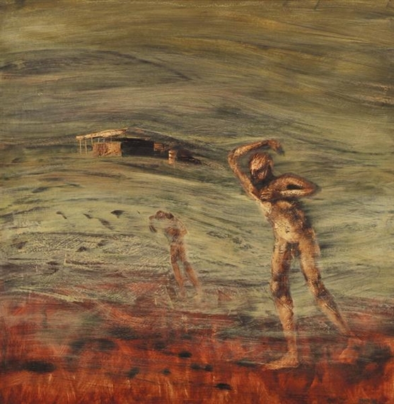 Two Stockmen in a Storm by Lawrence Daws, 1965