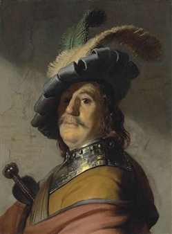 A man in a gorget and cap - Rembrandt van Rijn