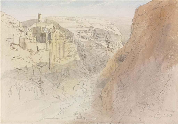 The monastery of St Sabbas the Sanctified (Mar Saba), near Bethlehem by Edward Lear