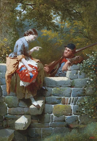 William Edward Millner | A meeting by the stile | MutualArt