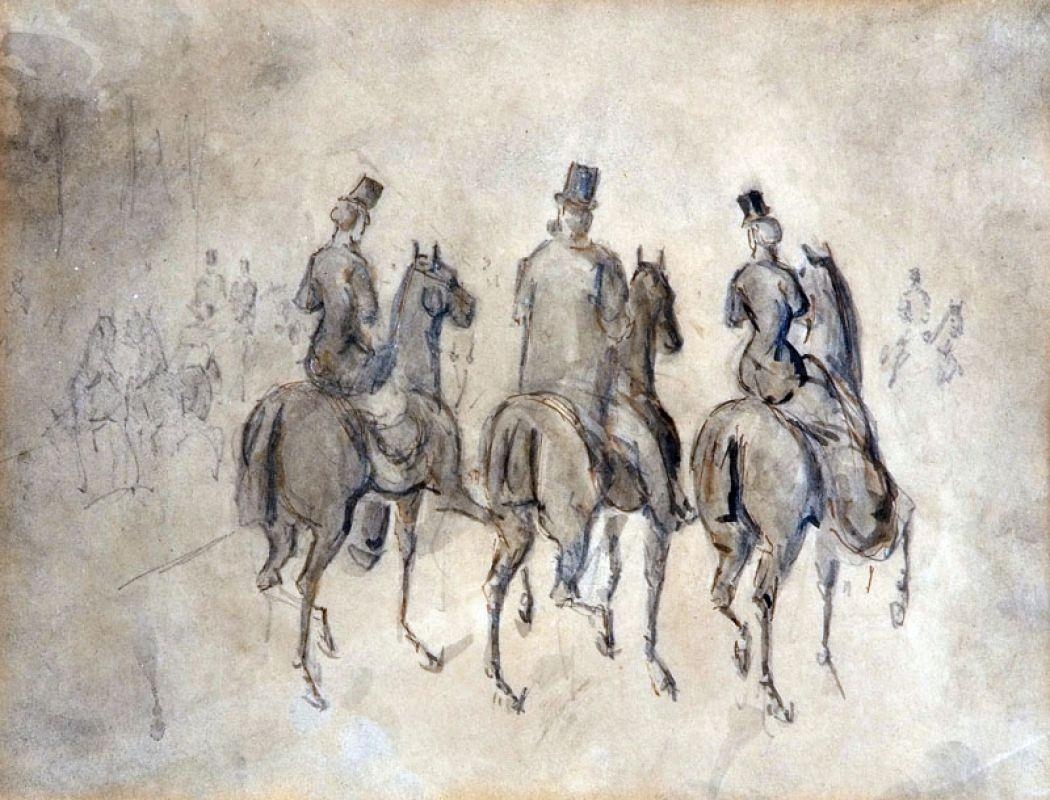 Figures on Horseback Promenading by Constantin Guys
