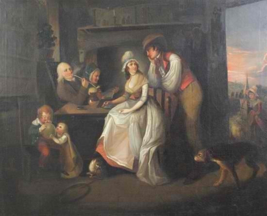 Edward Bird | Cottage interior with figures around a table (1798 ...