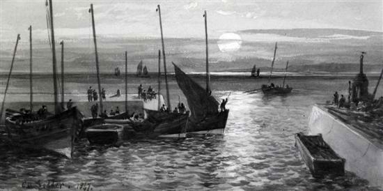 Charles Arthur Lodder | Fishing boats in harbour (1867) | MutualArt