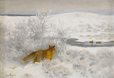 Räv i vinterlandskap by Bruno Liljefors