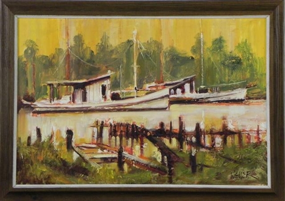 Shrimp Boats on the Bayou by Dell Weller