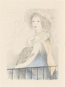 Marie Laurencin | young woman with dog (1944) | MutualArt