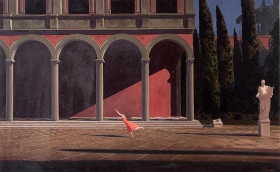 RUNNING TOWARDS CLASSICAL COLUMNS AND ARCHES by Neil Rodger