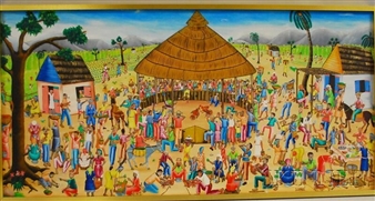 Village Scene and Street Fair - Jacques Dorcé