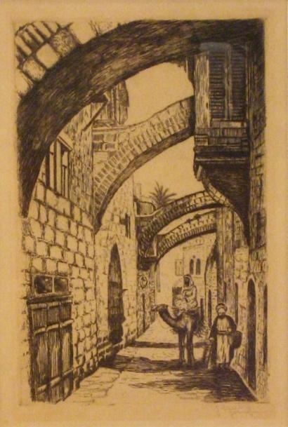 Artwork by Jacob Eisenberg, Old City Alley, Made of Etching