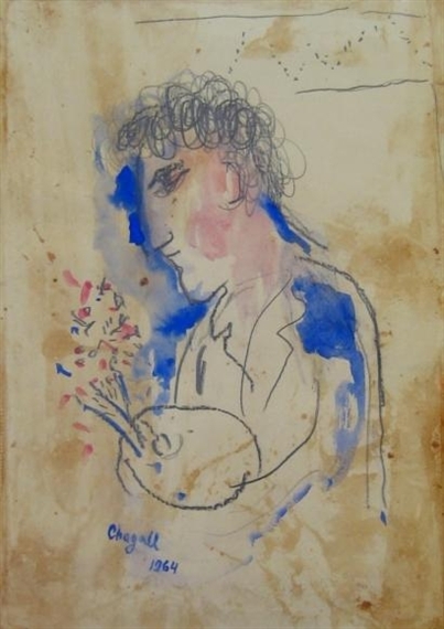 Marc Chagall、AUTO-PORTRAIT AVEC PALETTE Self-Portrait with a Palette by Marc Chagall (inspired by