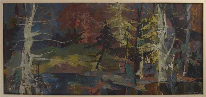 Artwork by Mary Bryan, Forest Pool, Made of Casein on panel
