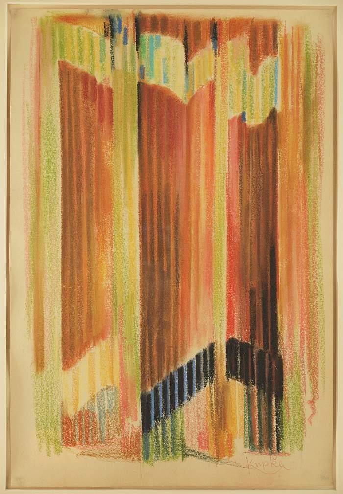 Vertical abstract color composition by František Kupka