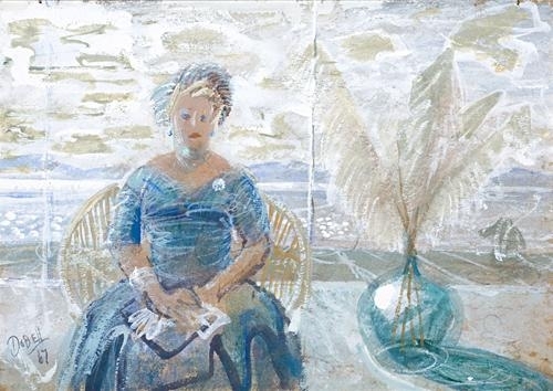 Seated Lady in a Blue Dress