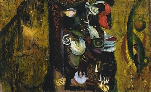 Masked Native Figures, New Guinea by William Dobell, 1950