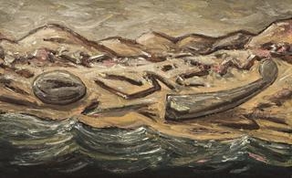 Artwork by Peter Booth, Painting (Strange Landscape with Sea), Made of Oil on Canvas