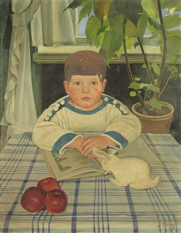 Hans Otto little kid sitting at the table - G. Siebert