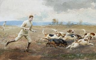 Prince Edward of Wales Following the Osborne Beagles - Alfred William Strutt
