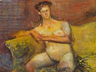 Artwork by William Dobell, Study for Goldie, Made of oil on cardboard