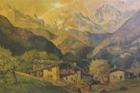 Mountain Landscape with Houses by Luigi Cergoli