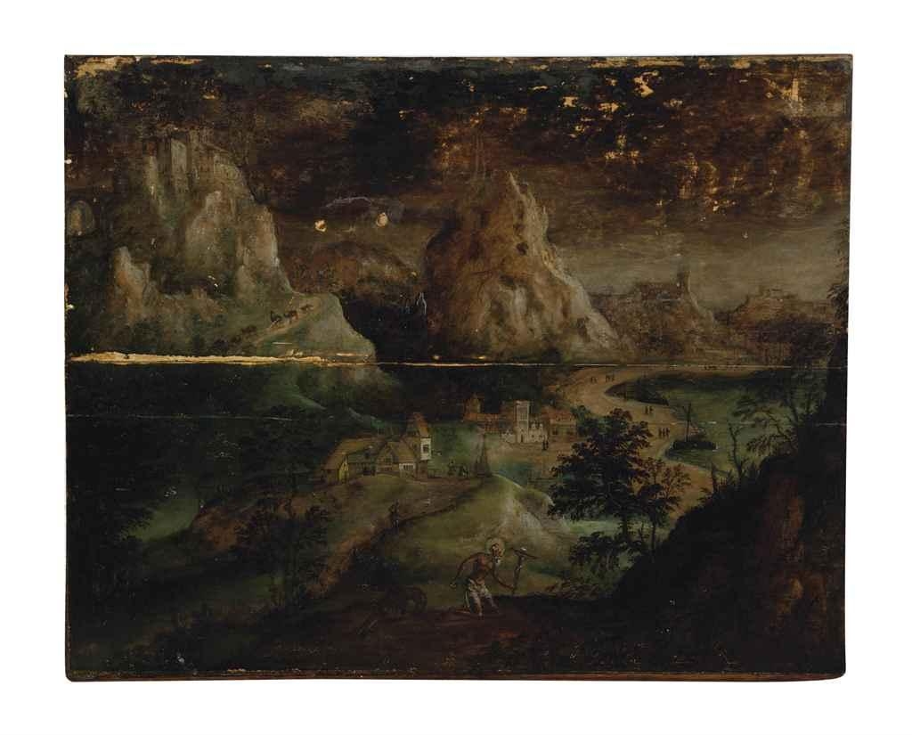 A mountainous landscape with Saint Jerome and his lion by Joachim Patinir