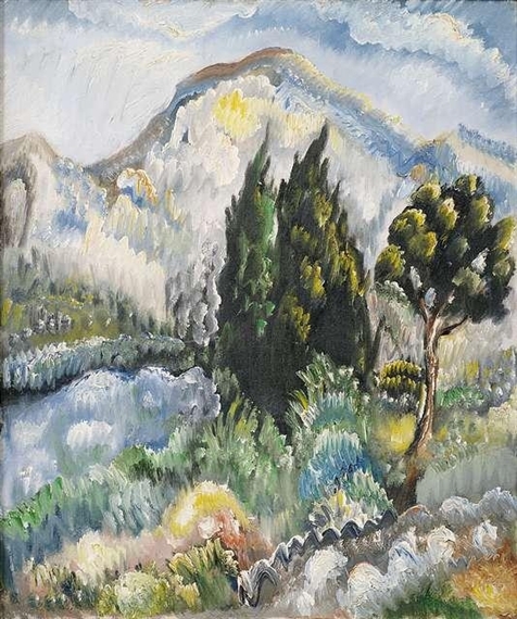 Landscape with cypresses by Paul Kleinschmidt, 1938