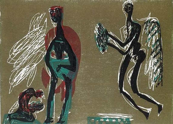 2 Works: Die Sowjets & Dank und Vergotzung by HAP  Grieshaber, circa 1965-1969