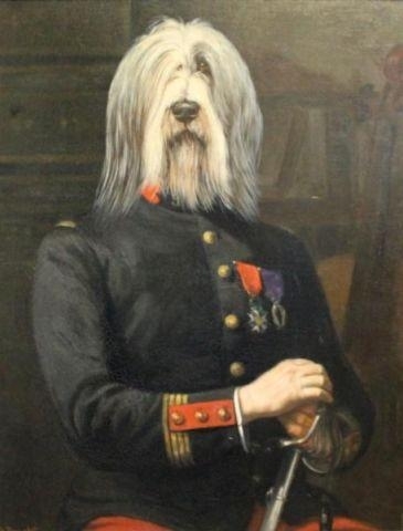 Thierry Pocelet | Portrait of Dog in Military Uniform | MutualArt