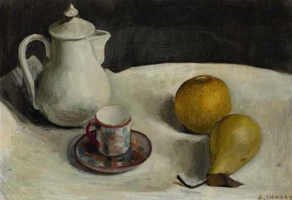 Nature morte aux fruits et cafetière by Albert Chavaz