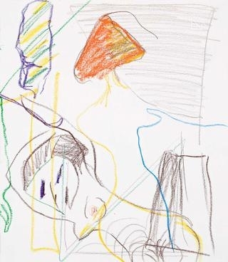 Green and Yellow and Blue People with Orange and Brown Hair by Ken Whisson, 1988-1990