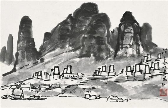 Landscape by Ye Qianyu, 1957