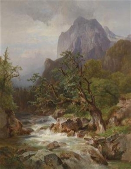 "Woodland Scene with the Hintersee in Bavaria" - Anna Plommer