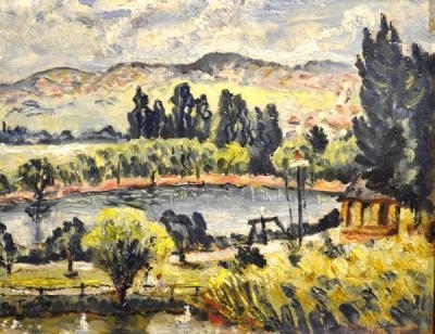 Reginald Ernest George Turvey | Landscape with Dam | MutualArt
