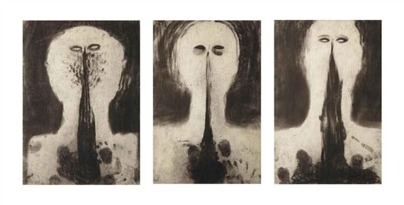 3 works: Lis unklar (a triptych) by Miriam Cahn, 1990