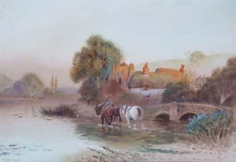 Evening - Old Ford on the Ouse - Adelaide L. Haslegrave