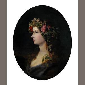 A portrait of a young lady as Flora by William Etty